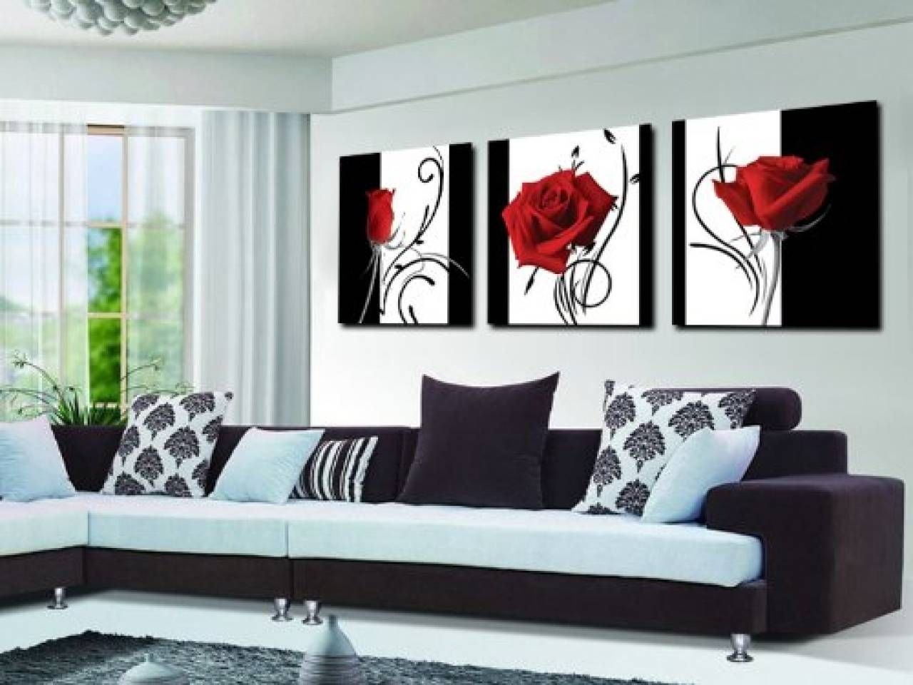 The Best Black  And White Wall Art  With Red 